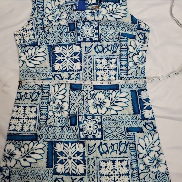 VINTAGE 90s Hawaiian print sleeveless mini shift dress S - Picture 7 of 8